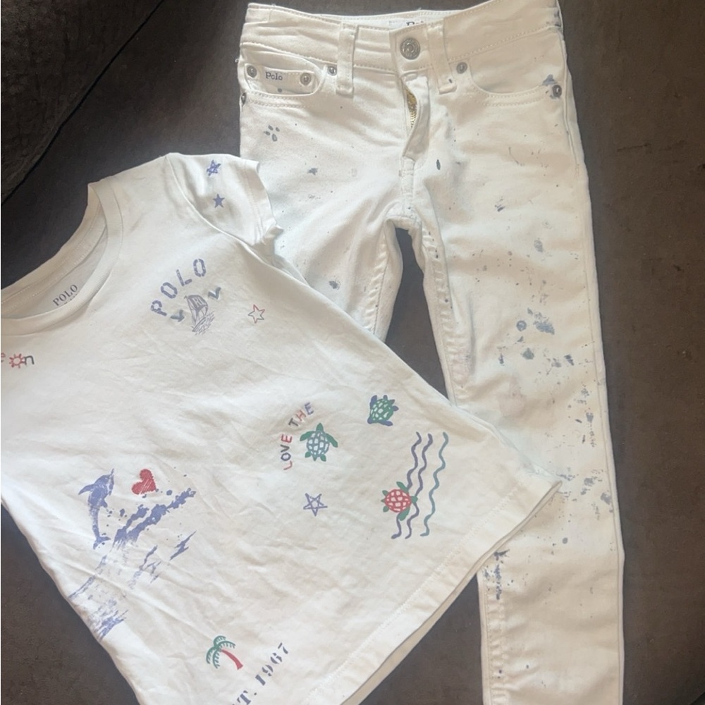 Polo by Ralph Lauren Kids Splatter White Jeans